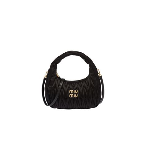 miu miu wander black|Black Wander Matelassé Satin Hobo Bag .